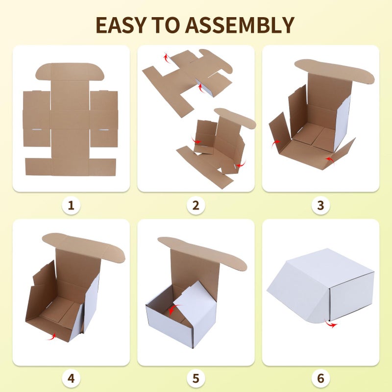 WIFTREY 100 Pcs 4X4X1 inches Small Shipping Boxes, White Corrugated Cardboard Box for Packaging Small Business, Moving, Literature Mailer - Image 5